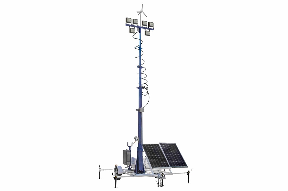 Solar Light Tower – 30′ Light Tower – 10′ Trailer – (6) LED Lights
